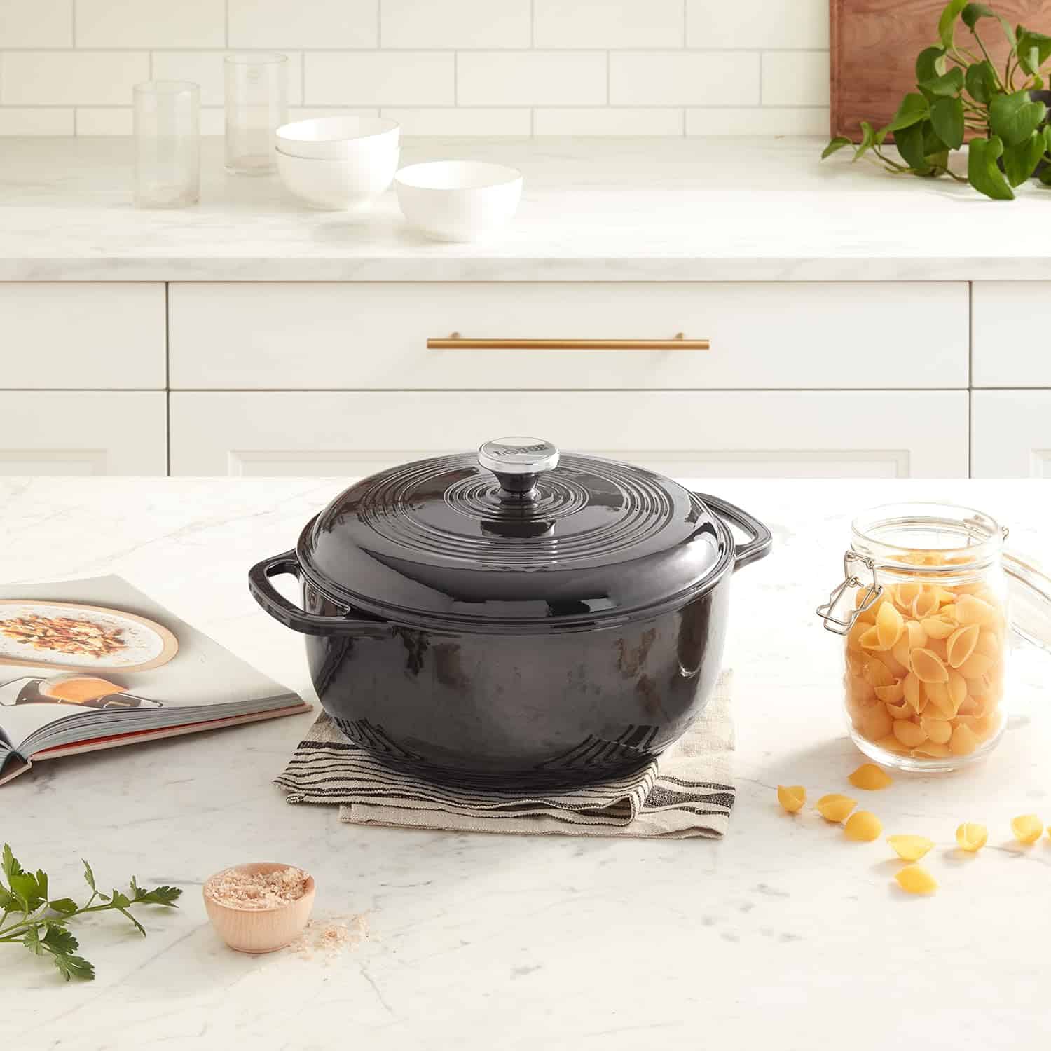 Lodge 6 Quart Enameled Cast Iron Dutch Oven with Lid – Midnight Chrome Lodge 6 Quart Enameled Cast Iron Dutch Oven with Lid – Midnight Chrome - Image 2