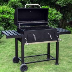 Sophia & William Extra Large Charcoal BBQ Grills with 794 SQ.IN. Cooking Area, Outdoor Barbecue Grill with Dual-Zone Individual & Adjustable Charcoal Tray and 2 Foldable Side Table, Black - 1