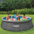 Funsicle 12 Foot by 36 Inch Quickset Round Inflatable Ring Top Outdoor Above Ground Swimming Pool Set with Pump and Cartridge Filter, Dark Herringbone - 2