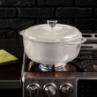 Lodge 6 Quart Enameled Cast Iron Dutch Oven with Lid – Oyster White