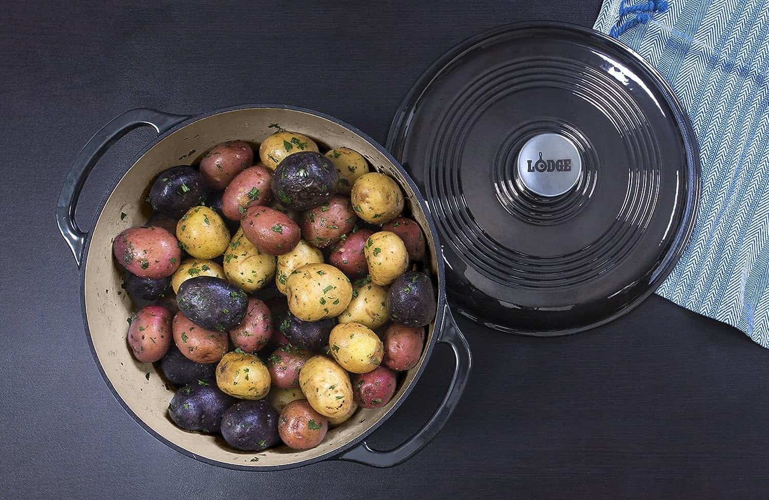 Lodge 6 Quart Enameled Cast Iron Dutch Oven with Lid – Midnight Chrome Lodge 6 Quart Enameled Cast Iron Dutch Oven with Lid – Midnight Chrome - Image 6