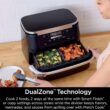 Ninja DZ071 Foodi 6-in-1 DualZone FlexBasket Air Fryer with 7-QT MegaZone & Basket Divider, Large Proteins & Full Meals, Smart Finish Cook 2 Foods 2 Ways, Large Capacity, Air Fry, Bake & More, Black - 4
