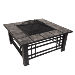 Nature Spring 4-Piece Wood-Burning Fire Pit Set 32-in W Black with Orange Steel Wood-Burning Fire Pit