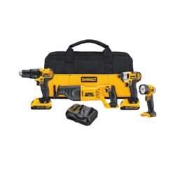 DEWALT 4-Tool 20-Volt Max Power Tool Combo Kit with Soft Case (2-Batteries and charger Included)