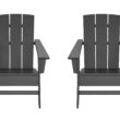 POLYWOOD Oakport Set of 2 Black Hdpe Frame Stationary Adirondack Chair with Slat Seat