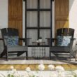 POLYWOOD Oakport Set of 2 Black Hdpe Frame Stationary Adirondack Chair with Slat Seat