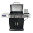 Master Forge Silver and Black/Stainless Steel and Powder Coated 4-Burner Liquid Propane Gas Grill with 1 Side Burner