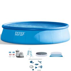 Intex 18-ft x 18-ft x 48-in Inflatable Top Ring Round Above-Ground Pool with Filter Pump and Ground Cloth with Ladder