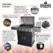 Master Forge Silver and Black/Stainless Steel and Powder Coated 4-Burner Liquid Propane Gas Grill with 1 Side Burner