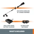 WORX POWER SHARE NITRO 40-volt Max 15-in Straight Shaft Attachment Capable Battery String Trimmer 4 Ah (Battery and Charger Included)