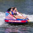 Airhead Multicolored 2-Person Towable Tube Float with Patriotic Design - High Velocity, Quick Rope Connections, Comfortable Ride