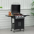 Outsunny 3 Burner Portable Gas Grill w/ Wheels, Outdoor Steel Propane Barbecue w/ Warming Rack, Black Outsunny 3 Burner Portable Gas Grill w/ Wheels, Outdoor Steel Propane Barbecue w/ Warming Rack, Black