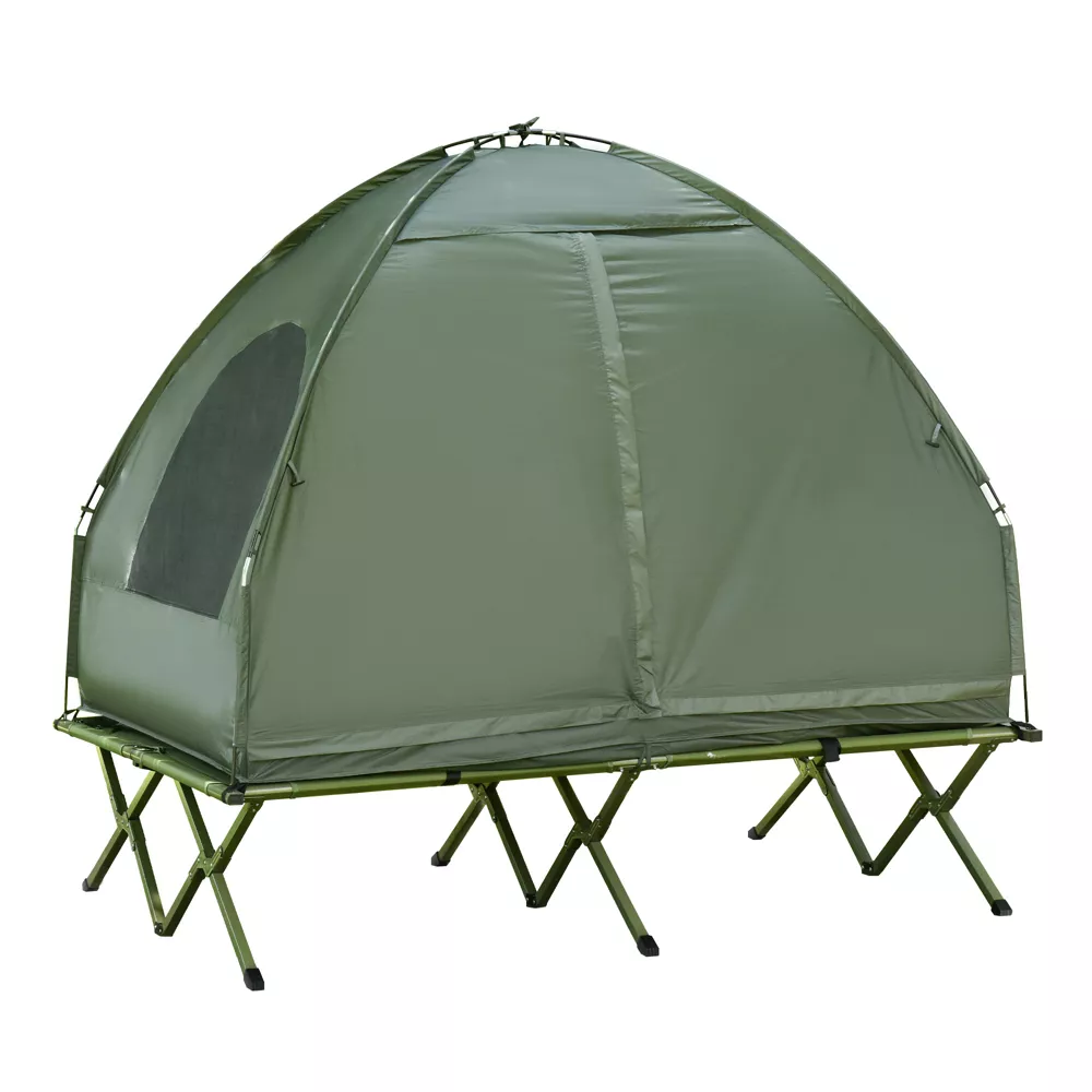 Outsunny 2 Person Foldable Camping Cot, Portable Outdoor with Sleeping Bag & Thick Air Mattress, Multifunctional Elevated Camping Bed Tent for 2 Outsunny 2 Person Foldable Camping Cot, Portable Outdoor with Sleeping Bag & Thick Air Mattress, Multifunctional Elevated Camping Bed Tent for 2 - Image 6