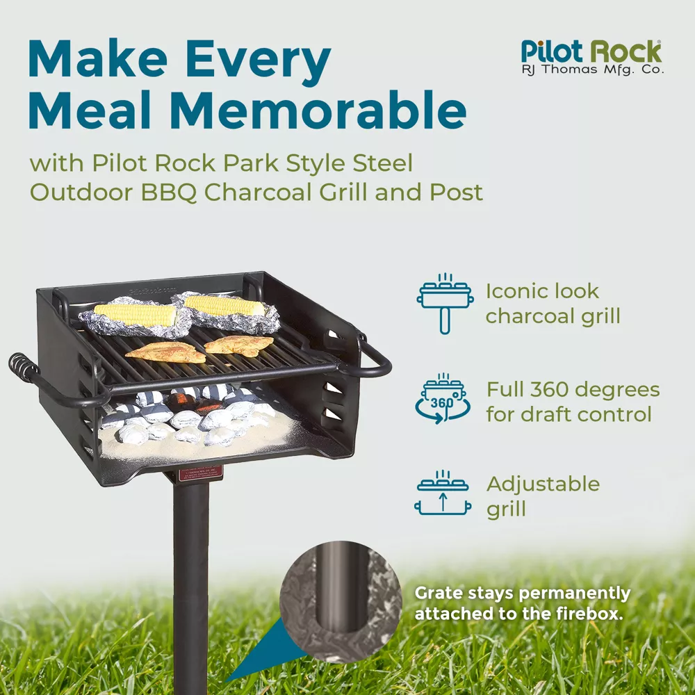 Pilot Rock H-16 B6X2 Park Style Heavy Duty Steel Outdoor BBQ Charcoal Grill Pilot Rock H-16 B6X2 Park Style Heavy Duty Steel Outdoor BBQ Charcoal Grill - Image 4