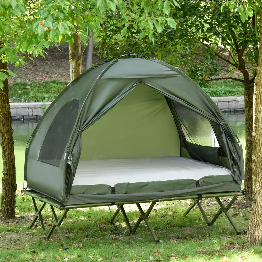 Outsunny 2 Person Foldable Camping Cot, Portable Outdoor with Sleeping Bag & Thick Air Mattress, Multifunctional Elevated Camping Bed Tent for 2 Outsunny 2 Person Foldable Camping Cot, Portable Outdoor with Sleeping Bag & Thick Air Mattress, Multifunctional Elevated Camping Bed Tent for 2 - Image 7