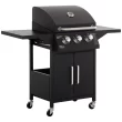 Outsunny 3 Burner Portable Gas Grill w/ Wheels, Outdoor Steel Propane Barbecue w/ Warming Rack, Black Outsunny 3 Burner Portable Gas Grill w/ Wheels, Outdoor Steel Propane Barbecue w/ Warming Rack, Black