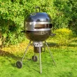 Captiva Designs E02GR013 22" Kettle Charcoal Grill with Pizza Ring and Pizza Stone - Black