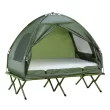 Outsunny 2 Person Foldable Camping Cot, Portable Outdoor with Sleeping Bag & Thick Air Mattress, Multifunctional Elevated Camping Bed Tent for 2