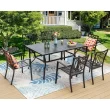 Captiva Designs Outdoor Rectangle Steel Dining Table - Black