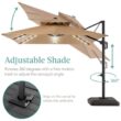 Best Choice Products 10 ft. Solar LED 2-Tier Square Cantilever Patio Umbrella with Base Included in Tan Best Choice Products 10 ft. Solar LED 2-Tier Square Cantilever Patio Umbrella with Base Included in Tan
