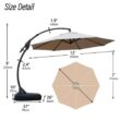 Boyel Living 12 ft. Cantilever Patio Umbrella Fade Resistant and UV Protected with Base in Beige