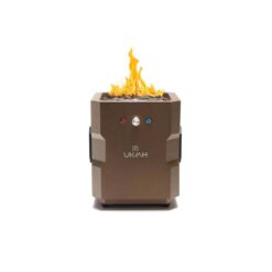 UKIAH Tailgater II 15.25in. L X 15.25in. W X 16in. H Portable LP Gas Steel Square Fire Pit with 2.1 BTM Sound System in Bronze