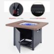 PHI VILLA THD-E02GS002 33.9 in. W x 25.2 in. H Square Wood-like Metal Steel Gas Fire Pit Table with Cover and 50000 BTU Burner