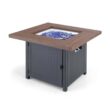 PHI VILLA THD-E02GS002 33.9 in. W x 25.2 in. H Square Wood-like Metal Steel Gas Fire Pit Table with Cover and 50000 BTU Burner