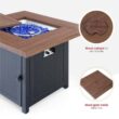 PHI VILLA THD-E02GS002 33.9 in. W x 25.2 in. H Square Wood-like Metal Steel Gas Fire Pit Table with Cover and 50000 BTU Burner