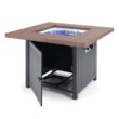 PHI VILLA THD-E02GS002 33.9 in. W x 25.2 in. H Square Wood-like Metal Steel Gas Fire Pit Table with Cover and 50000 BTU Burner