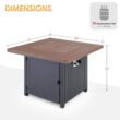 PHI VILLA THD-E02GS002 33.9 in. W x 25.2 in. H Square Wood-like Metal Steel Gas Fire Pit Table with Cover and 50000 BTU Burner