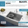 Ruvati RVH9200 16-Gauge Stainless Steel 33 in. Single Bowl Farmhouse Apron Workstation Kitchen Sink