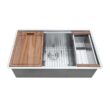 Ruvati Roma Pro 16 Stainless Steel Gauge 30 in Single Bowl Undermount Workstation Rounded Corners Ledge Kitchen Sink