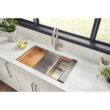 Ruvati Roma Pro 16 Stainless Steel Gauge 30 in Single Bowl Undermount Workstation Rounded Corners Ledge Kitchen Sink