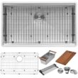 Ruvati Roma Pro 16 Stainless Steel Gauge 30 in Single Bowl Undermount Workstation Rounded Corners Ledge Kitchen Sink