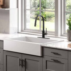 SINKOLOGY Josephine 34 in. 3-Hole Quick-Fit Farmhouse Apron Front Drop-in Single Bowl Crisp White Fireclay Kitchen Sink