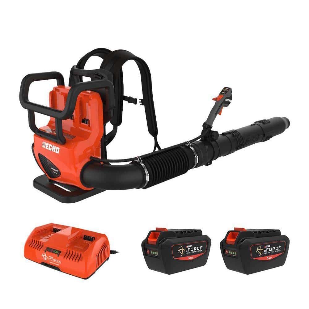 ECHO eFORCE 56V 195 MPH 795 CFM Cordless Battery Backpack Blower w/Tube Throttle & (2) 5.0Ah Batteries & Dual Port Charger ECHO DPB-5800TD2-2 eFORCE 56V 195 MPH 795 CFM Cordless Battery Backpack Blower w/Tube Throttle & (2) 5.0Ah Batteries & Dual Port Charger