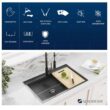 Glacier Bay 30 in Drop-In Single Bowl 18 Gauge Gunmetal Black Stainless Steel Workstation Kitchen Sink with Black Spring Neck Faucet