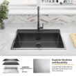 Glacier Bay 30 in Drop-In Single Bowl 18 Gauge Gunmetal Black Stainless Steel Workstation Kitchen Sink with Black Spring Neck Faucet