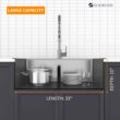 Glacier Bay ACS3322A2T-FW 33 in Drop-In Double Bowl 18 Gauge Gunmetal Black Stainless Steel Workstation Kitchen Sink