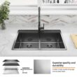 Glacier Bay ACS3322A2T-FW 33 in Drop-In Double Bowl 18 Gauge Gunmetal Black Stainless Steel Workstation Kitchen Sink