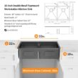 Glacier Bay ACS3322A2T-FW 33 in Drop-In Double Bowl 18 Gauge Gunmetal Black Stainless Steel Workstation Kitchen Sink