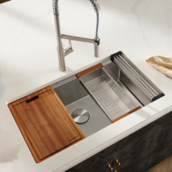 Ruvati RVH8301 16-Gauge Stainless Steel 32 in. Single Bowl Undermount Workstation Kitchen Sink with Accessories