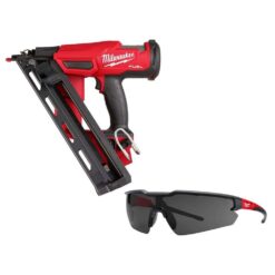 Milwaukee 2839-20-48-73-2015 M18 FUEL 18-Volt Lithium-Ion Brushless Cordless Gen 2 15GA Finish Nailer Tool Only w/Tinted Anti Scratch Safety Glasses