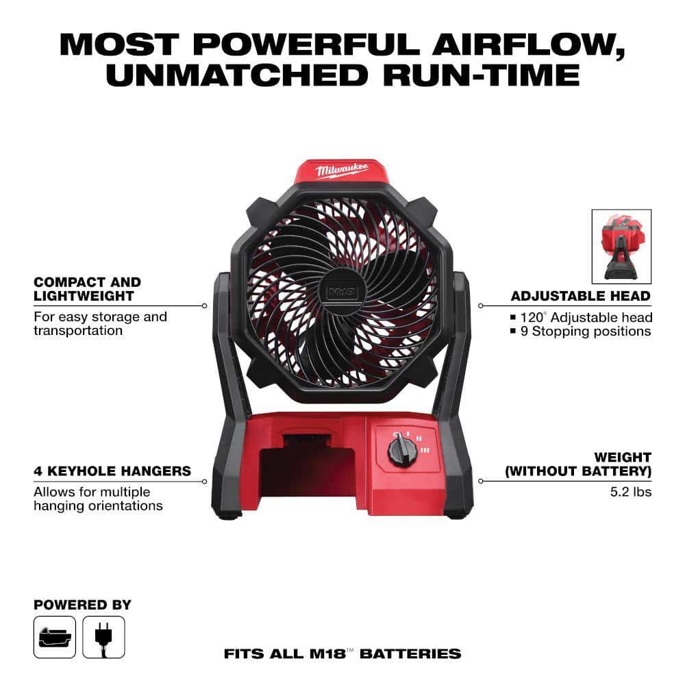 Milwaukee M18 FUEL 18V Lithium-Ion 16-Gauge Straight Finish Nailer, M18 Fan and HIGH OUTPUT XC8.0Ah Battery/Charger Starter Kit Milwaukee M18 FUEL 18V Lithium-Ion 16-Gauge Straight Finish Nailer, M18 Fan and HIGH OUTPUT XC8.0Ah Battery/Charger Starter Kit - Image 4