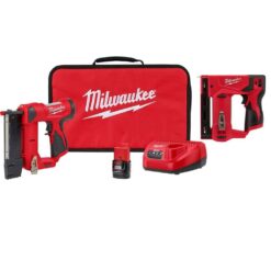 Milwaukee 2540-21-2447-20 M12 12-Volt 23-Gauge Lithium-Ion Cordless Pin Nailer Kit with M12 12-Volt Lithium-Ion Cordless 3/8 in. Crown Stapler