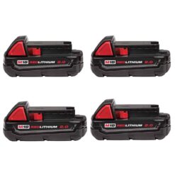 Milwaukee 48-11-1820X4 M18 18-Volt Lithium-Ion Compact Battery Pack 2.0Ah (4-Pack)