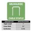 Milwaukee 2448-21-MNM1-600X3 M12 Cordless Cable Stapler Kit with 2.0Ah Battery, Charger and Bag w/1 in. Insulated Cable Staples for 600 Per Box 3-Pk