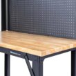 Montezuma MWB482454B 4 ft. Adjustable Height Steel Workbench with Solid Wood Top and Pegboard Back Wall
