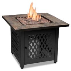 Endless Summer GAD1429SP 30 in. W Steel Frame Slate Tile Mantel LP Gas Fire Pit with Electronic Ignition and Lava Rock